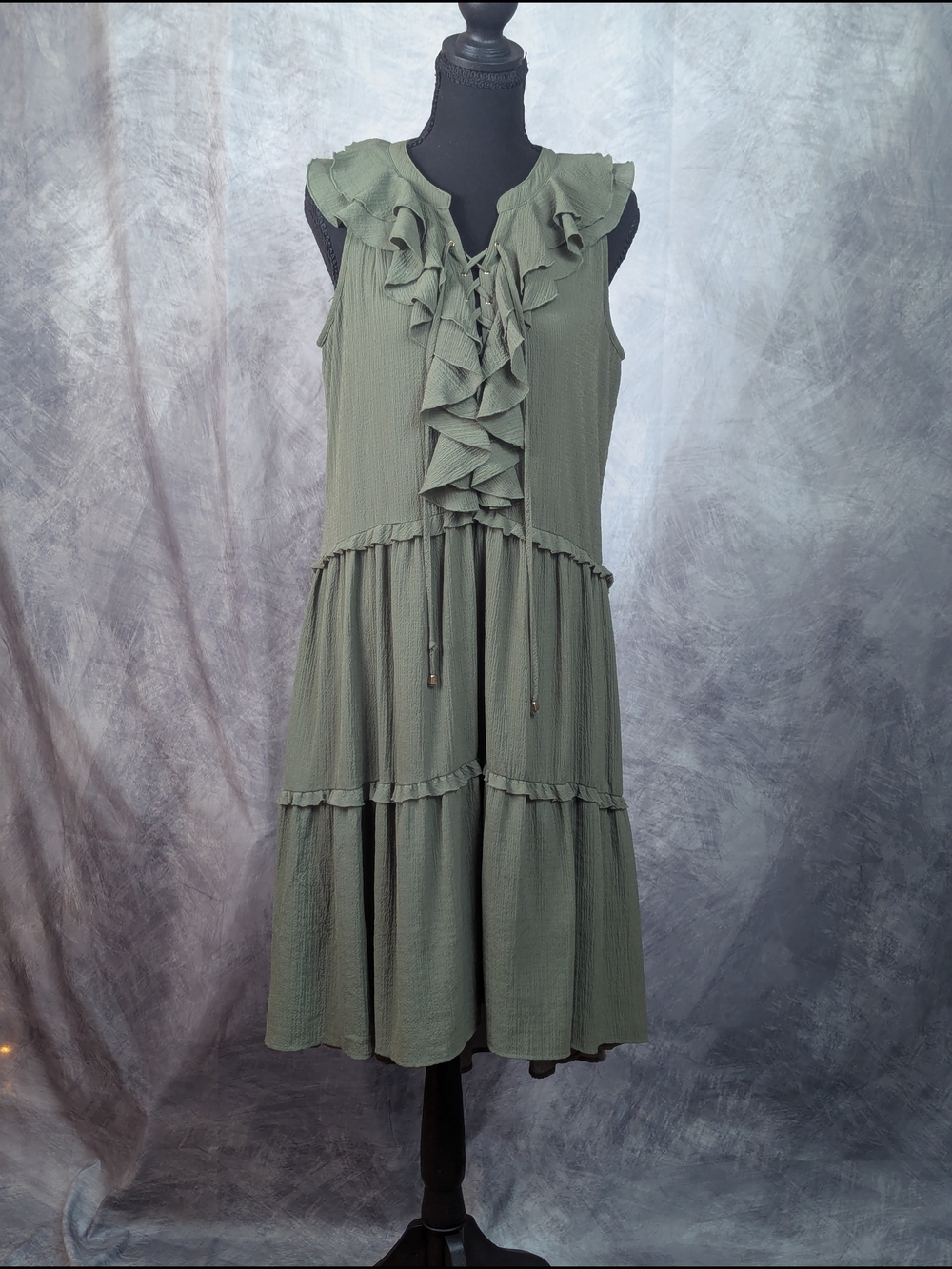 Cupio Olive Ruffle-Tiered Midi Dress